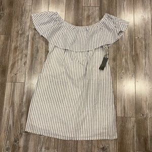 Mat M Off-Shoulder Striped Mini Summer Dress (Size L)